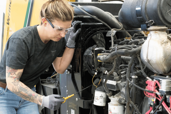 vermeer technician with engine